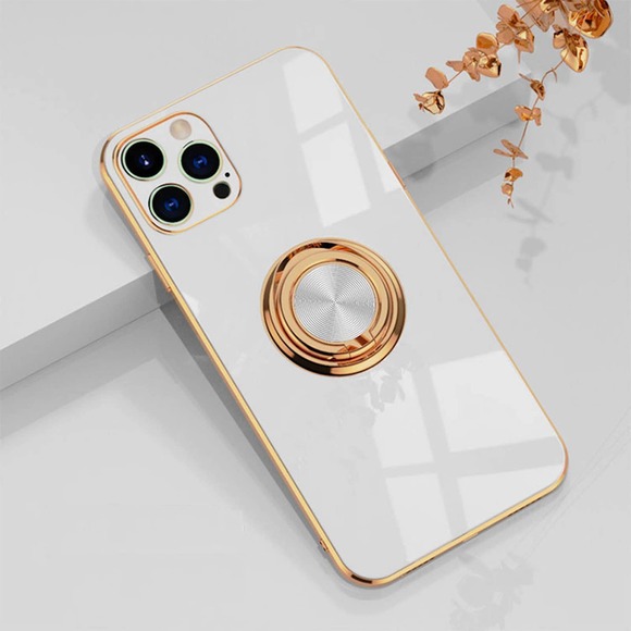 Electroplated Frame iPhone Case With Gold Ring - Picture 2 of 8